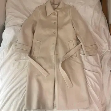 아이보리 롱 코트 울 혼방