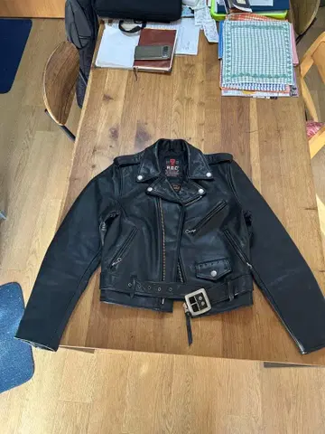 R.B.C. 천연 가죽 라이더 자켓 36 사이즈 탈론 지퍼