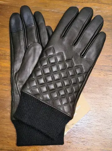 캐서린 햄넷 새상품 남성용 가죽 그로브 (퀼팅/블랙)