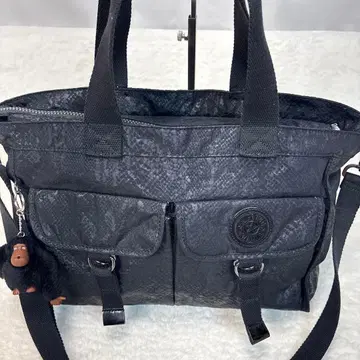 블랙 패턴 미니 숄더백 보스 키링 포함 귀여운