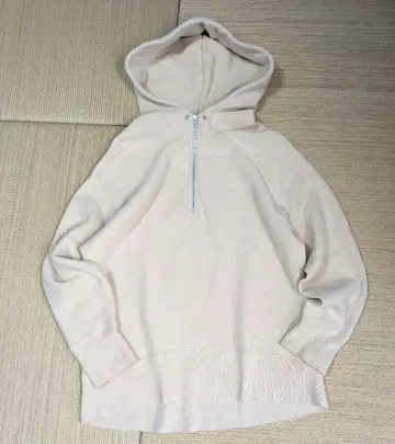 SLOBE IENA/크림/하프 지퍼/후드티/코튼 100