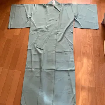 순수 실크 이로무지 기모노 1개 문장 기모노 스카이블루