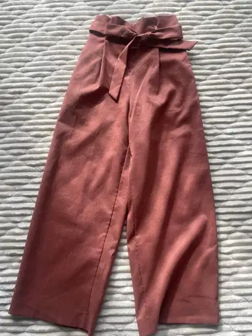 리본 포함 로즈 핑크 와이드 팬츠 vis