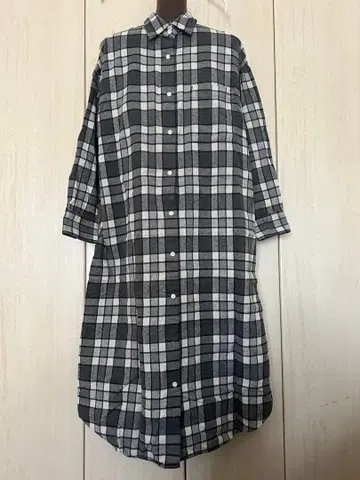 펜들턴 체크 무늬 셔츠 원피스 긴팔 그레이 계열 여분 버튼 포함
