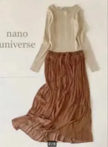 nano universe 니트x새틴 스커트 도킹 원피스