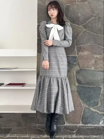 dazzlin 벌룬 체크 원피스 믹스 S