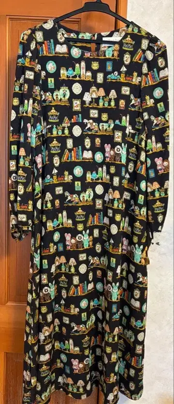 프랑슈리페 취미방 패턴 긴팔 롱 원피스