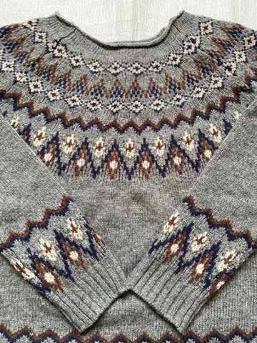 노르딕 무늬 니트 페어아일 패턴 긴팔