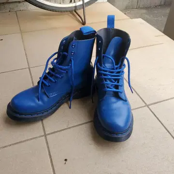 파란색 하이컷 부츠 합성 피혁제