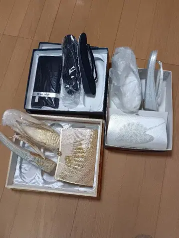 일본 의류용 조리 및 백 세트 골드, 실버, 블랙