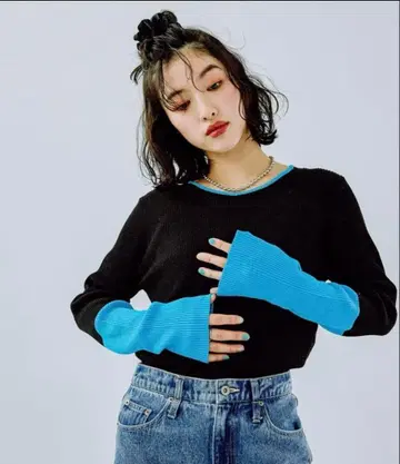 LEPSIM 12게이지 배색 크루넥 풀오버