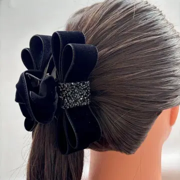 리본 바나나 클립 목마 벨벳 리본 클립 비쥬 리본 클립 블랙