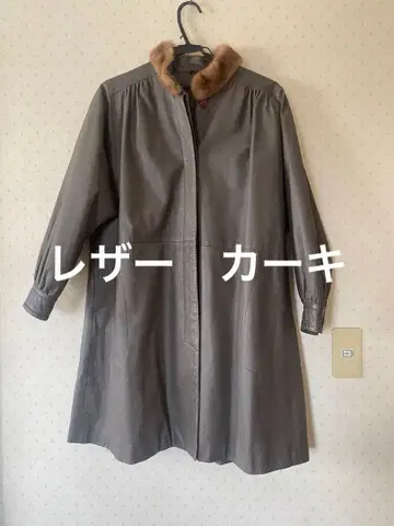 새상품급 소가죽 가죽 코트 카키 여성용