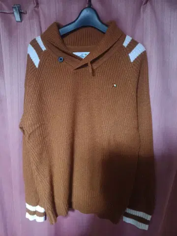 아놀드 파머 브라운 숄카라 니트 스웨터