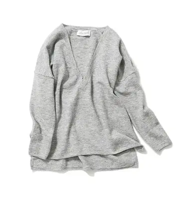 [ rialto48 ] 릴랙시 V넥 니트 키쿠치 쿄코 그레이