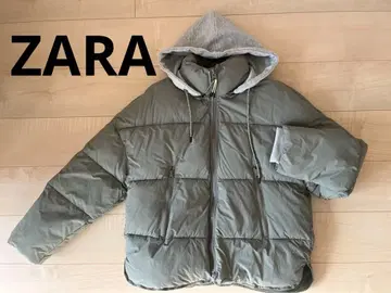 새상품급 ZARA 올리브 그린 후드 부착 다운 자켓