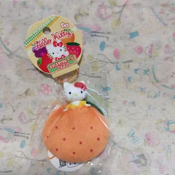 미사용 헤이세이 레트로 헬로키티 복슬복슬 후르츠 마스코트 오렌지