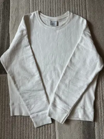 Champion 리버스 위브 화이트 맨투맨 L 80s 무지 블랙택