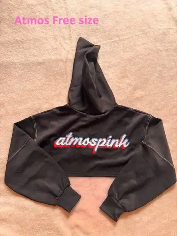 atmospink 아토모스핑크 크롭 후드티 사가라 와펜 블랙