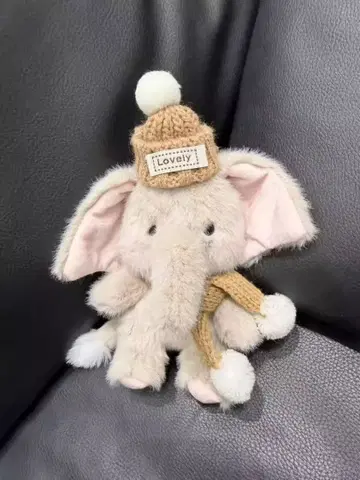 코끼리 봉제 인형 니트 모자 포함