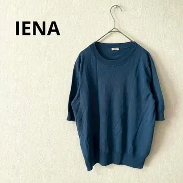 [ 이에나 ] 면린넨넥 니트 파랑 면75% 린넨25% 시원한 고급 디자인