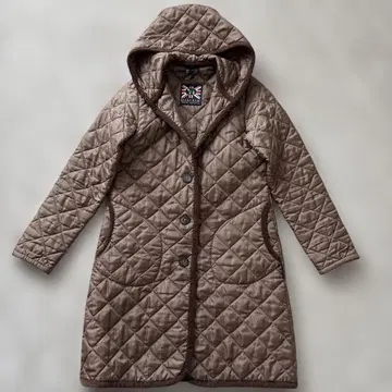 [ 새상품급 ] LAVENHAM 브랜드 퀼팅 후드 부착 코트 36 브라운