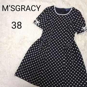 M'GRACY 원피스 무릎 기장 도트 무늬 38 모노톤