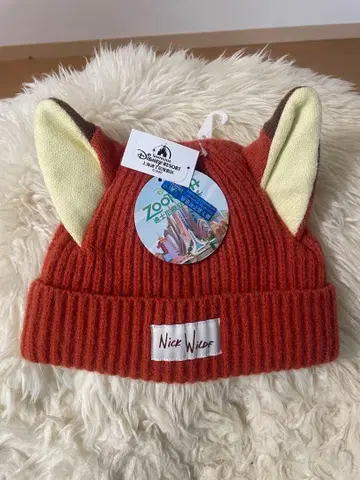 상하이 디즈니 주토피아 닉 귀 달린 니트 모자 미사용 새상품 택 포함
