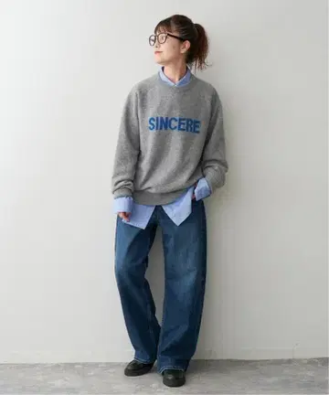 스픽 앤 스팬 래글런 로고 니트 풀오버