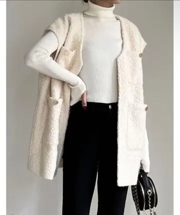 아이보리 보아 베스트 FREE 사이즈