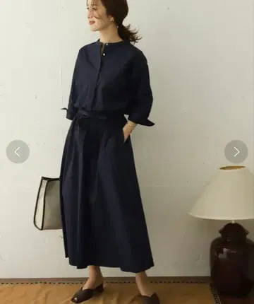 URBAN RESEARCH DOORS 밴드 카라 허리 개더 원피스