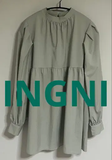 INGNI 여성용 그레이 그린 플레어 실루엣 긴팔 셔츠 새상품급 M