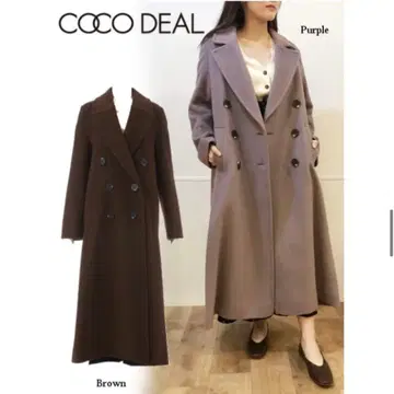 COCODEAL 백 플레어 롱 코트 퍼플