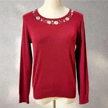 [ index ] M 사이즈/니트/와인 레드/비쥬/어른 걸리시/긴팔