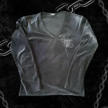 TORNADO MART 벨로아 롱 T셔츠 헤이세이 Y2K 갸루 V계