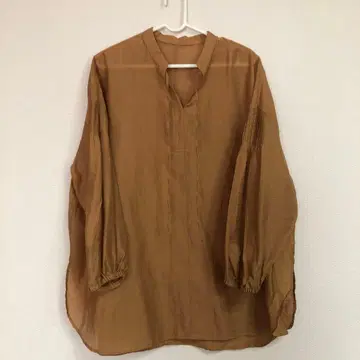 렙심 브라운 긴팔 시어 블라우스 튜닉