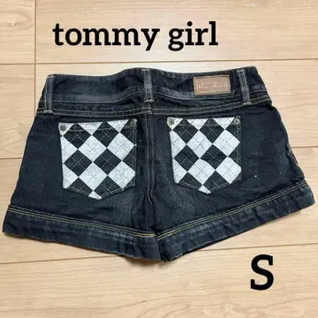 타미걸 [S] 숏팬츠 다크 데님 체크 무늬 캐주얼