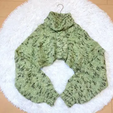 아메리 새상품급 레어 터틀넥 숏 기장 니트 스웨터 레이어드 옐로우 그린