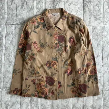 꽃무늬 자켓 L 사이즈 레트로 노움코어 Vintage 어깨 패드 포함