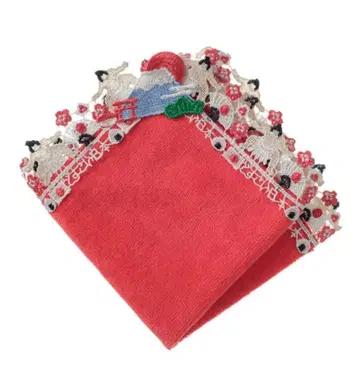 새상품 치카자와 레이스 도시코이 일본 타월 손수건 레드