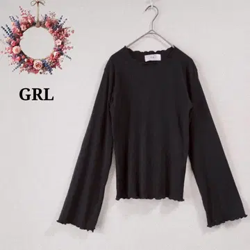 GRL 프릴 멜로우 탑스 리브 티셔츠 플레어 소매 롱 T Y2K M