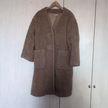 미라 오웬 인조 모피 브라운 롱 코트