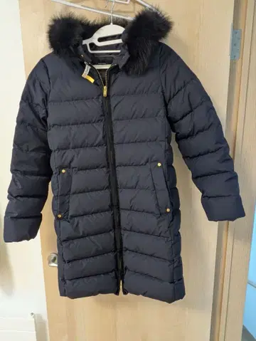 네이비 후드 부착 다운 자켓 40