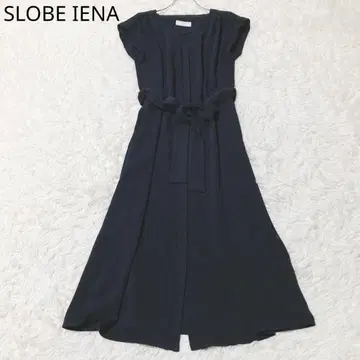 슬로브 이에나 롱 원피스 프렌치 슬리브 리본 벨트 청순 네이비