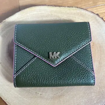 [Michael Kors] 카키 x 핑크 3단 폴더형 지갑