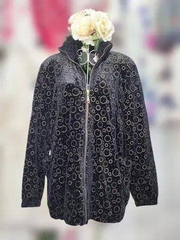 새상품 추가 OFF 보아 안감 서클 패턴 럭셔리 벨벳 집업 자켓