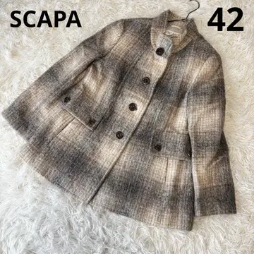 새상품급 SCAPA 알파카 혼방 체크 코트 42 PONTETORTO