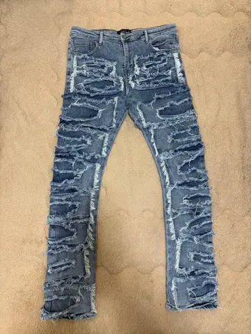 Y2K 그런지 9TEEN8IGHT 프린지 데님 스키니 M