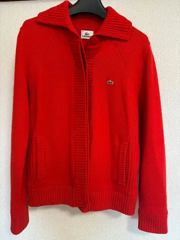 LACOSTE 빨간색 니트 가디건 긴팔