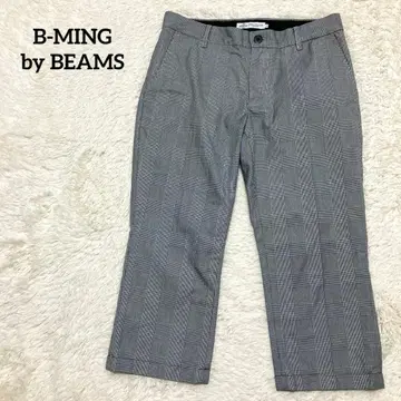 비밍 글렌체크 팬츠 M 스트레이트 깔끔한 앵클 7부 기장